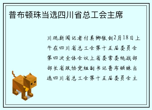 普布顿珠当选四川省总工会主席