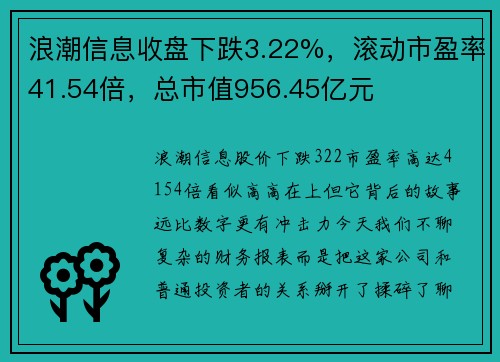 浪潮信息收盘下跌3.22%，滚动市盈率41.54倍，总市值956.45亿元