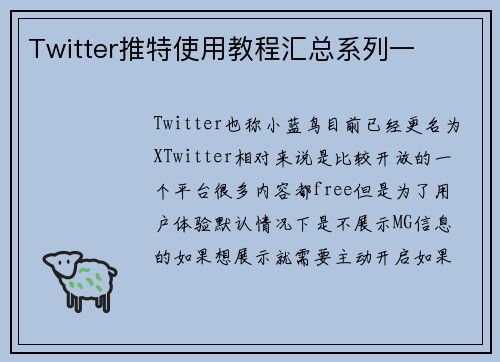Twitter推特使用教程汇总系列一
